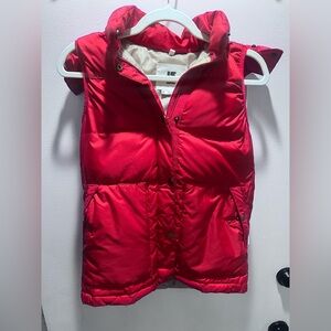 Burton Red and Gray Puffer Vest Wander W/Detach hood Ws Small EUC Women’s Nano